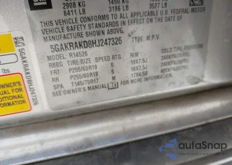 2017 Buick Enclave Convenience из США, поврежденный, VIN 5GAKRAKD8HJ247326